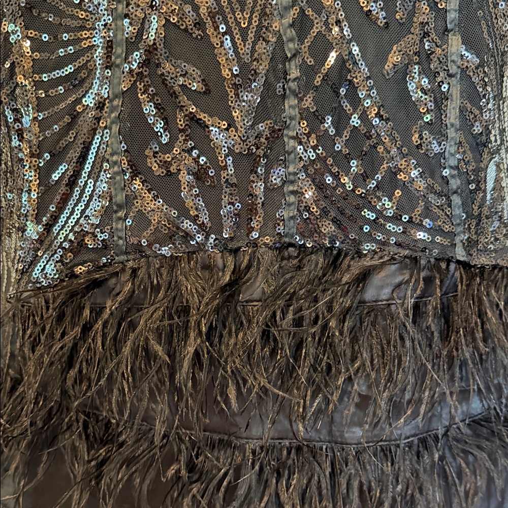 bebe Black Strapless Feathered Gown - Picture 12 of 12